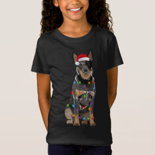 Camiseta Bovinos Cães Luzes de Natal Xmas Cachorro Cachorro