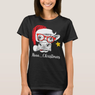 Camiseta Bovinos Engraçados Com Papai Noel No Natal