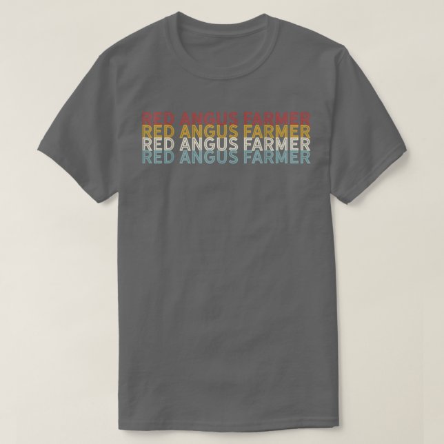 Camiseta Bovinos Vintage Vaca Vermelha Angus Farmer (Frente do Design)