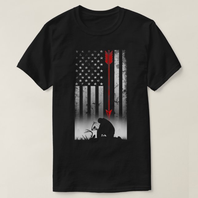 Camiseta Bow deer hunting American flag gift for Bow huntin (Frente do Design)
