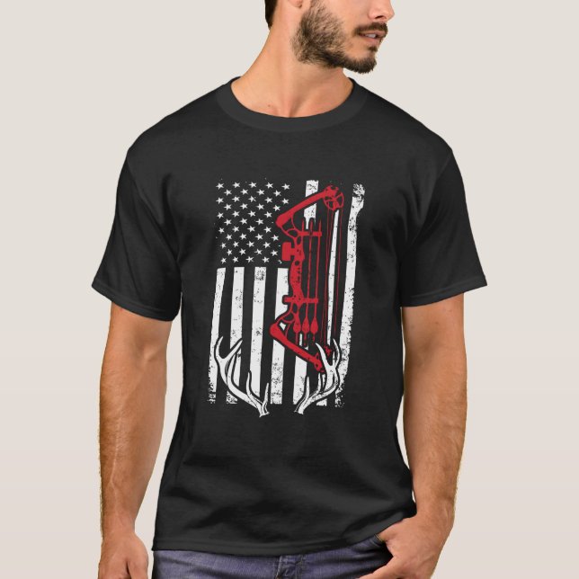 Camiseta Bow Hunting American Flag Archery For Hunters (Frente)