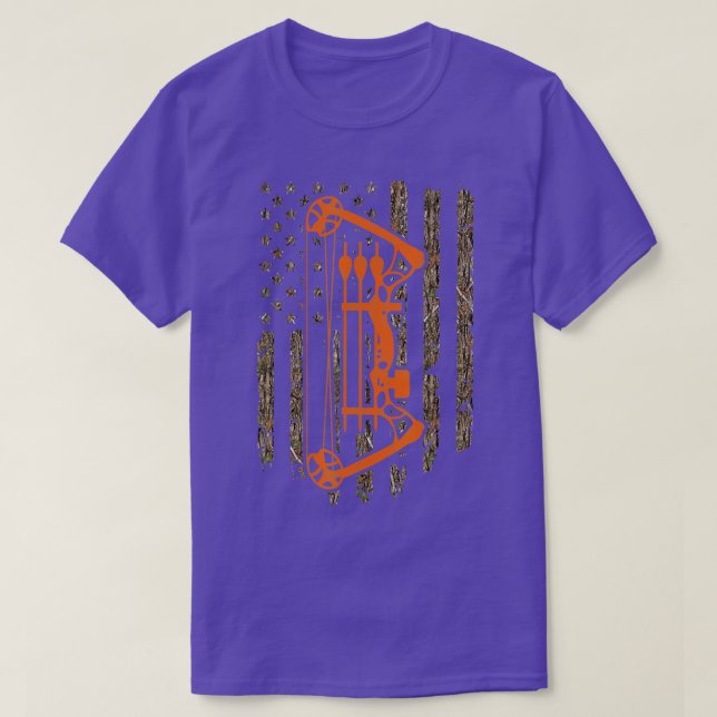 Camiseta Bow Hunting American Flag Hunter Archery Tree Camo (Frente do Design)
