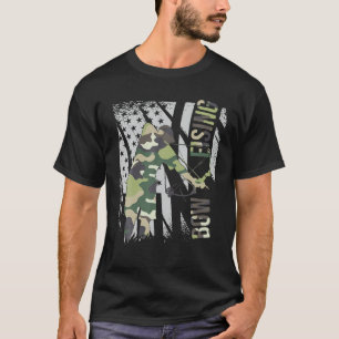 Camiseta Bowfishing Dad Archery American Flag Camouflage Vi