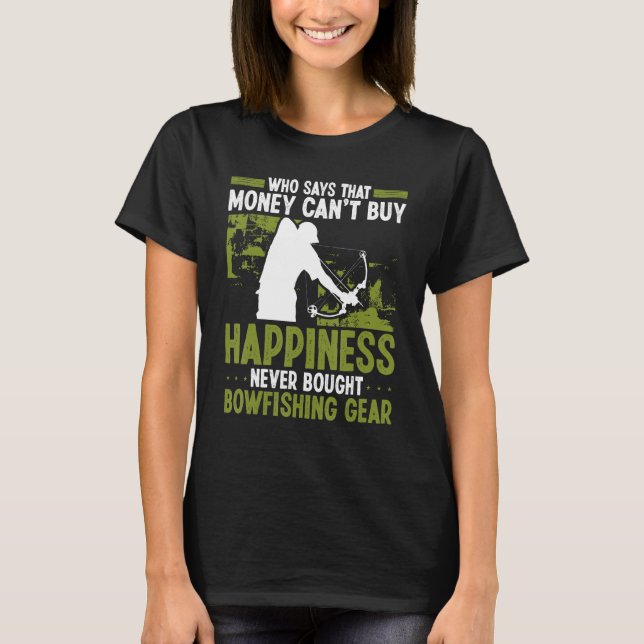 Camiseta Bowfishing Money buys Happiness Airboat Bowhunter (Frente)