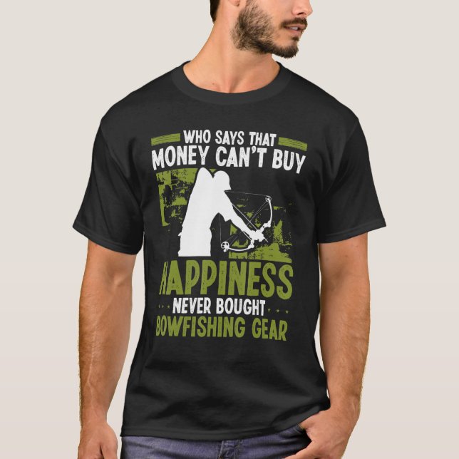 Camiseta Bowfishing Money buys Happiness Airboat Bowhunter (Frente)