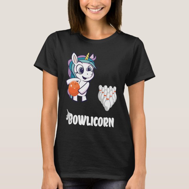 Camiseta Bowler Bowling Unicorn Strike Bowling Pin Bowling  (Frente)
