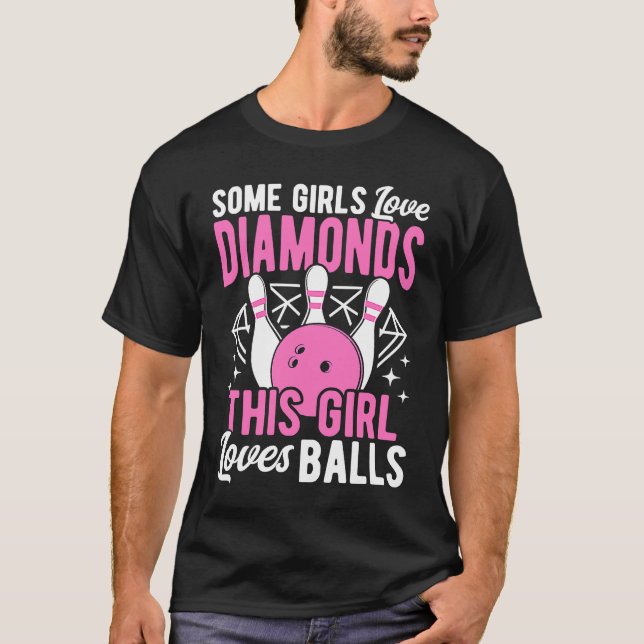Camiseta Bowling Ball Pin Bowler Strike Bowling Girls Bowli (Frente)