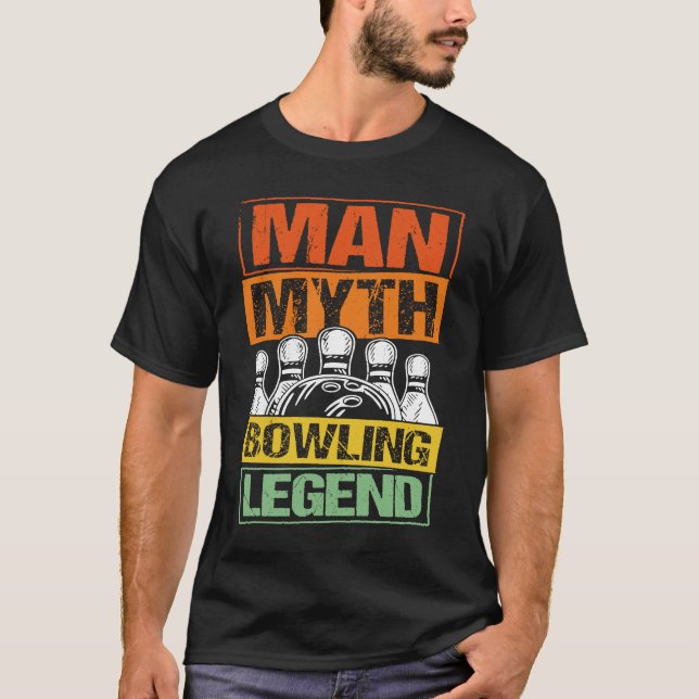Camiseta Bowling Ball Pin Bowler Strike Team Bowling Alley  (Frente)