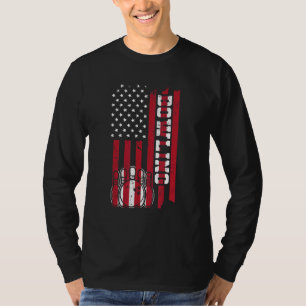 Camiseta bowling bandeira americana cone pinos de boliche