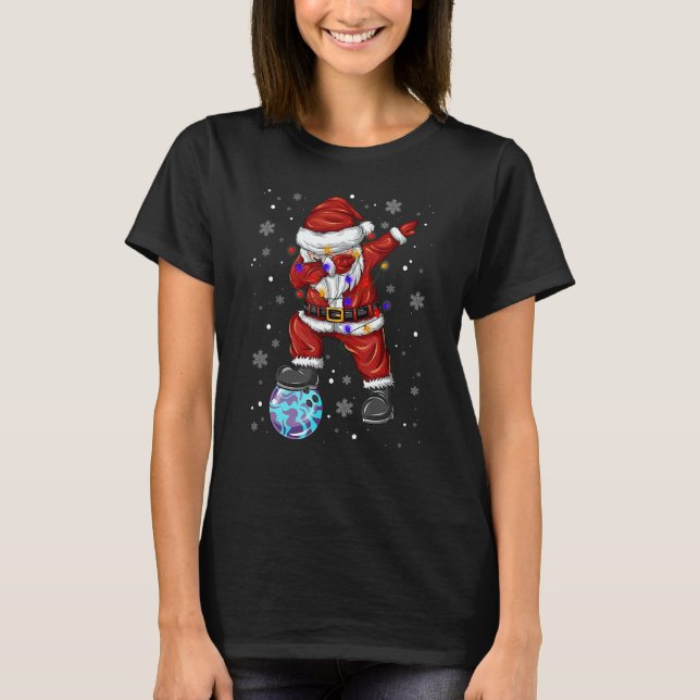 Camiseta Bowling Dabbing Santa Claus Bowling Player Christm (Frente)