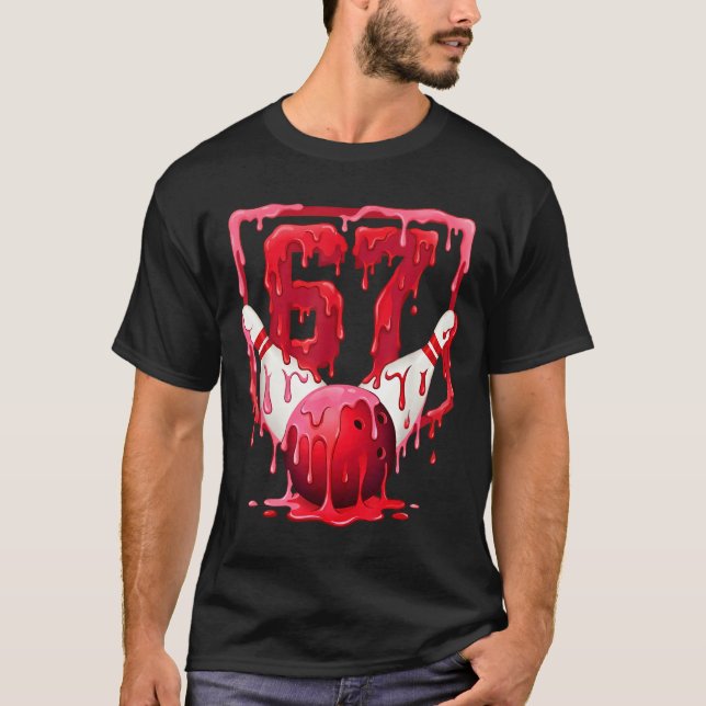 Camiseta Bowling Drip Number 67 Player Or 67th Birthday Des (Frente)