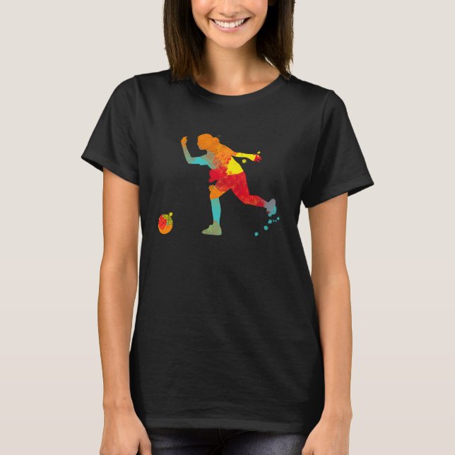 Camiseta Bowling Girl Ball Pin Bowler Strike Bowling Team B (Frente)