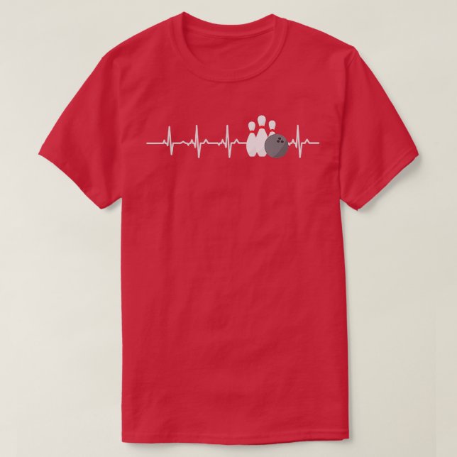 Camiseta Bowling Heartbeat Funny Bowler League Team Gift Me (Frente do Design)