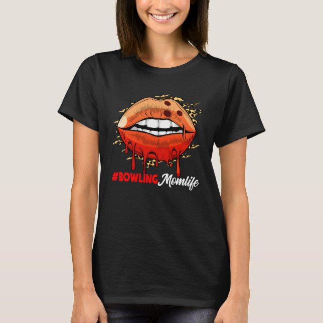 Camiseta Bowling Lips Leopard Lips Sport Mother s Day (Frente)