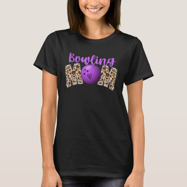 Camiseta Bowling Mom Leopard Print Cute Mother s Day Sport (Frente)