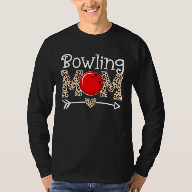 Camiseta Bowling Mom Player Mother s Day Mama Leopard (Frente)