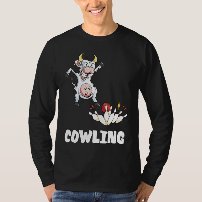 Camiseta Bowling Pin Cow Funny Bowling Bowler Strike Bowlin (Frente)