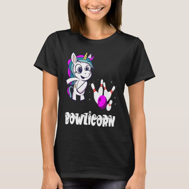 Camiseta Bowling Pin Unicorn Bowling Team Strike Bowling Bo (Frente)