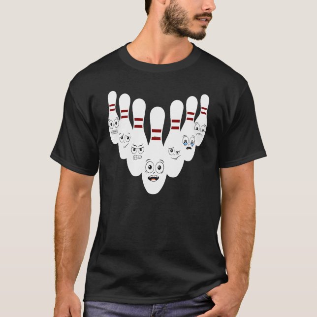 Camiseta Bowling Pins With Hilarious Expressions Bowling (Frente)