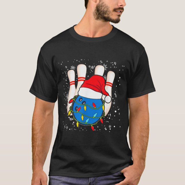 Camiseta Bowling Reindeer Christmas Shirt Pajama Srt X-mas  (Frente)