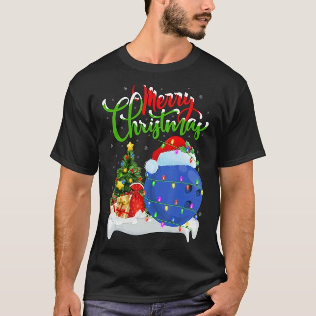 Camiseta Bowling Sports   Xmas Decoration Santa Bowling Chr (Frente)