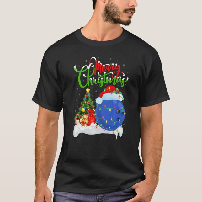 Camiseta Bowling Sports  Xmas Decoration Santa Bowling Chri (Frente)