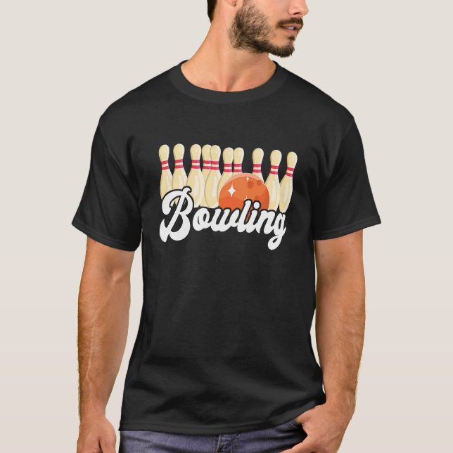 Camiseta Bowling Strike Bowling Pins Bowling Ball Bowler Bo (Frente)