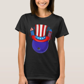 Camiseta Bowling Uncle Sam American Flag Fireworks 4th of J