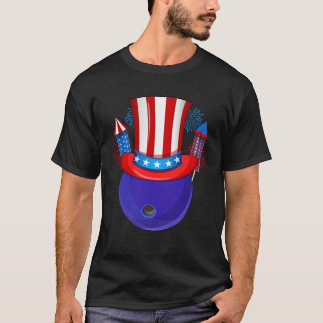 Camiseta Bowling Uncle Sam American Flag Fireworks 4th of J (Frente)
