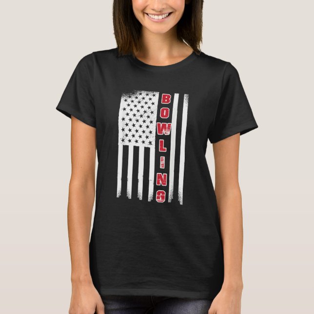 Camiseta Bowling USA flag bowling team bowling ball (Frente)