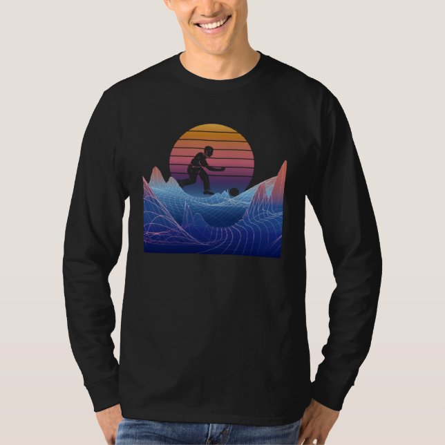 Camiseta Bowling Vaporwave Sunset Bowling Pin Bowler Bowlin (Frente)