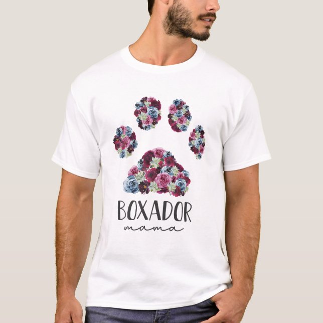 Camiseta Boxador Mama Floral Paw Mãe (Frente)