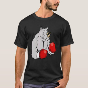 Camiseta Boxando Rhino com Luvas Kickboxer Luta Humor