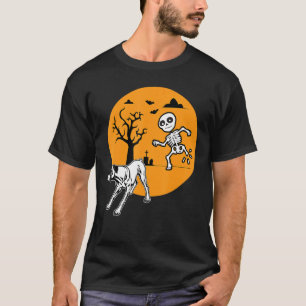 Camiseta Boxão Cachorro Skeleton Bone Halloween Proprietá