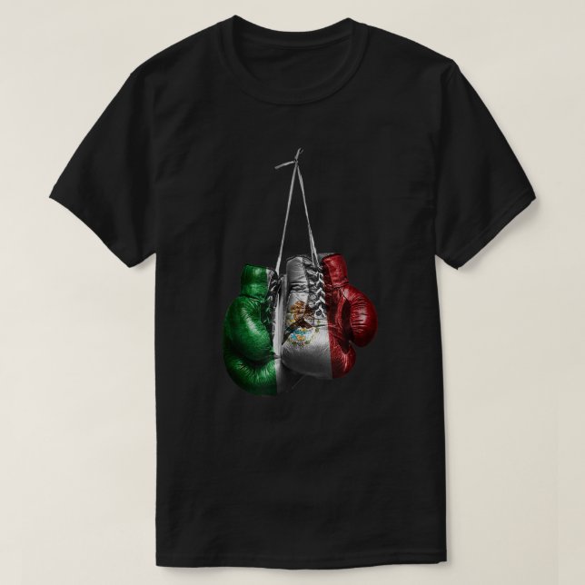 Camiseta Boxas Luvas México Bandeira Vintage (Frente do Design)
