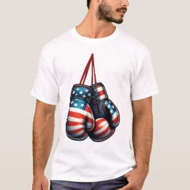 Camiseta Boxe 4 de Julho Bandeira Americana EUA Luvas Boxea