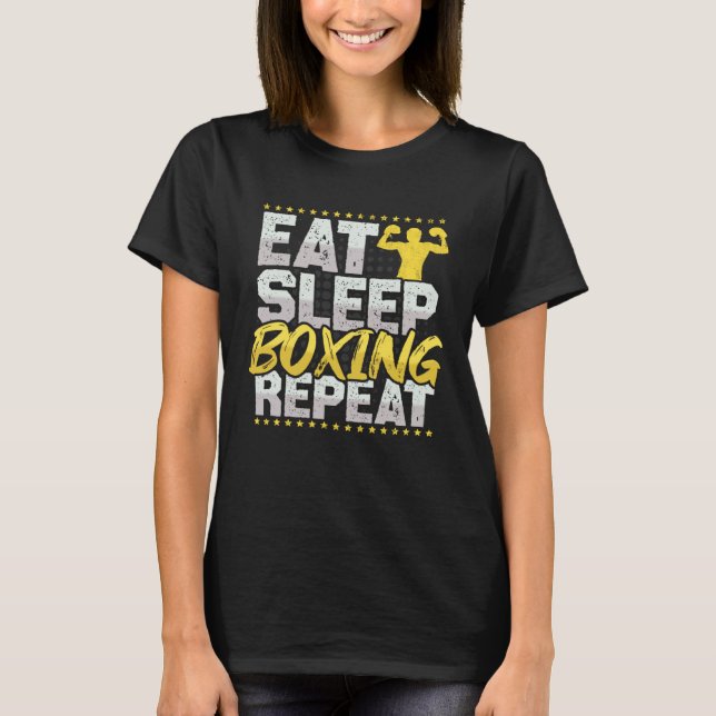 Camiseta Boxe Comer Dormir Repetir Ringue de Boxe Hobby Box (Frente)