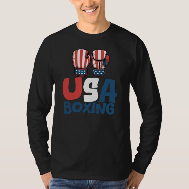 Camiseta Boxe EUA, Design de Boxe da Bandeira Americana (Frente)