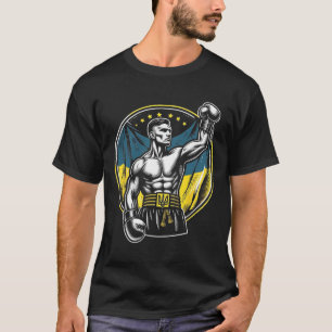 Camiseta Boxeador Ucraniano Lutador de Boxe Patriótico Band