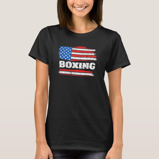 Camiseta Boxer American Flag Patriotic Boxer Coach Fighter (Frente)
