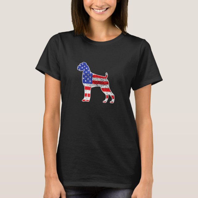 Camiseta Boxer American Flag Patriotic Boxer Dog 4th De Jul (Frente)
