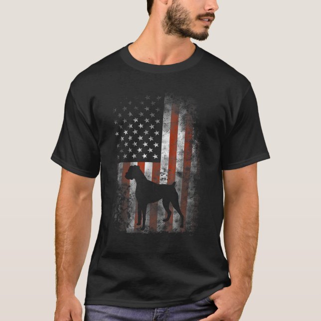 Camiseta Boxer American Flag USA 4th Of July Dog (Frente)
