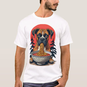 Camiseta Boxer Antigo Comendo Ramen Pôr do Sol Japonês Ilus