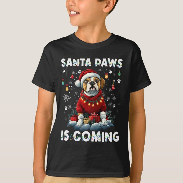 Camiseta Boxer Christmas Tree Lights Decortions Dog Lover (Frente)