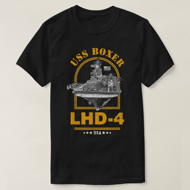 Camiseta Boxer do USS LHD4 (Frente do Design)