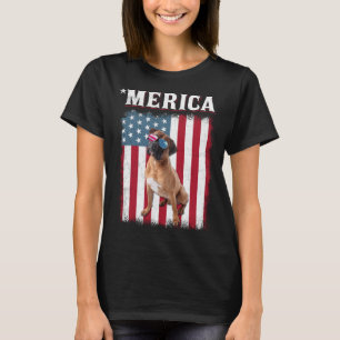 Camiseta Boxer Dog American Flag Dog 4 De Julho