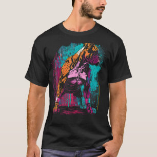 Camiseta Boxer Dog Arte Colorida Trabalho de arte única