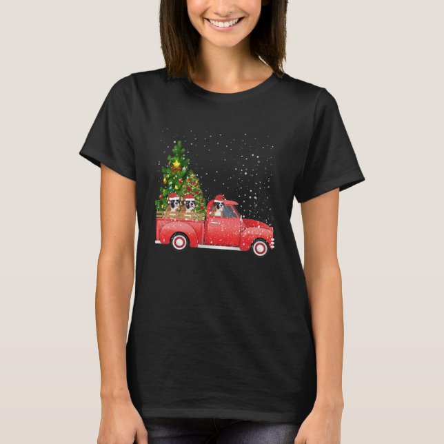 Camiseta Boxer Dog Christmas Tree On Car Xmas vacation Fami (Frente)