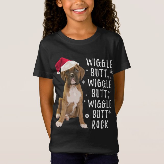 Camiseta Boxer Dog Christmas - Wiggle Bumbum Rock (Frente)