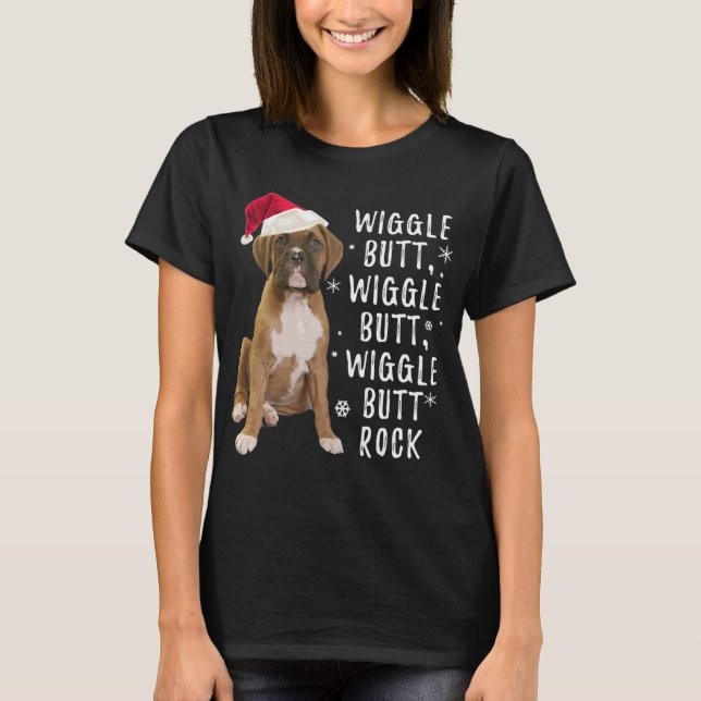 Camiseta Boxer Dog Christmas - Wiggle Bumbum Rock (Frente)